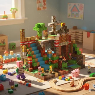 ست لوکس ۲۵۸ تایی مکعبهای ماینکرفت همراه با چمدان زیپ دار