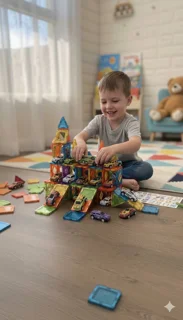 مگنت تایل ۱۰۲ تکه همراه با ۱۰ تا ماشین