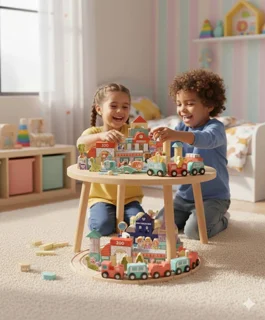 بلوک چوبی خانه سازی بریکس سطلی ۱۶۲ تکه همراه با ماشینهای چرخدار و حیوانات و باغ وحش و خونه و یه قطار