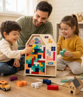 تتریس بزرگ چوبی با قطعات چوبی ابعاد ۴۳*۳۳